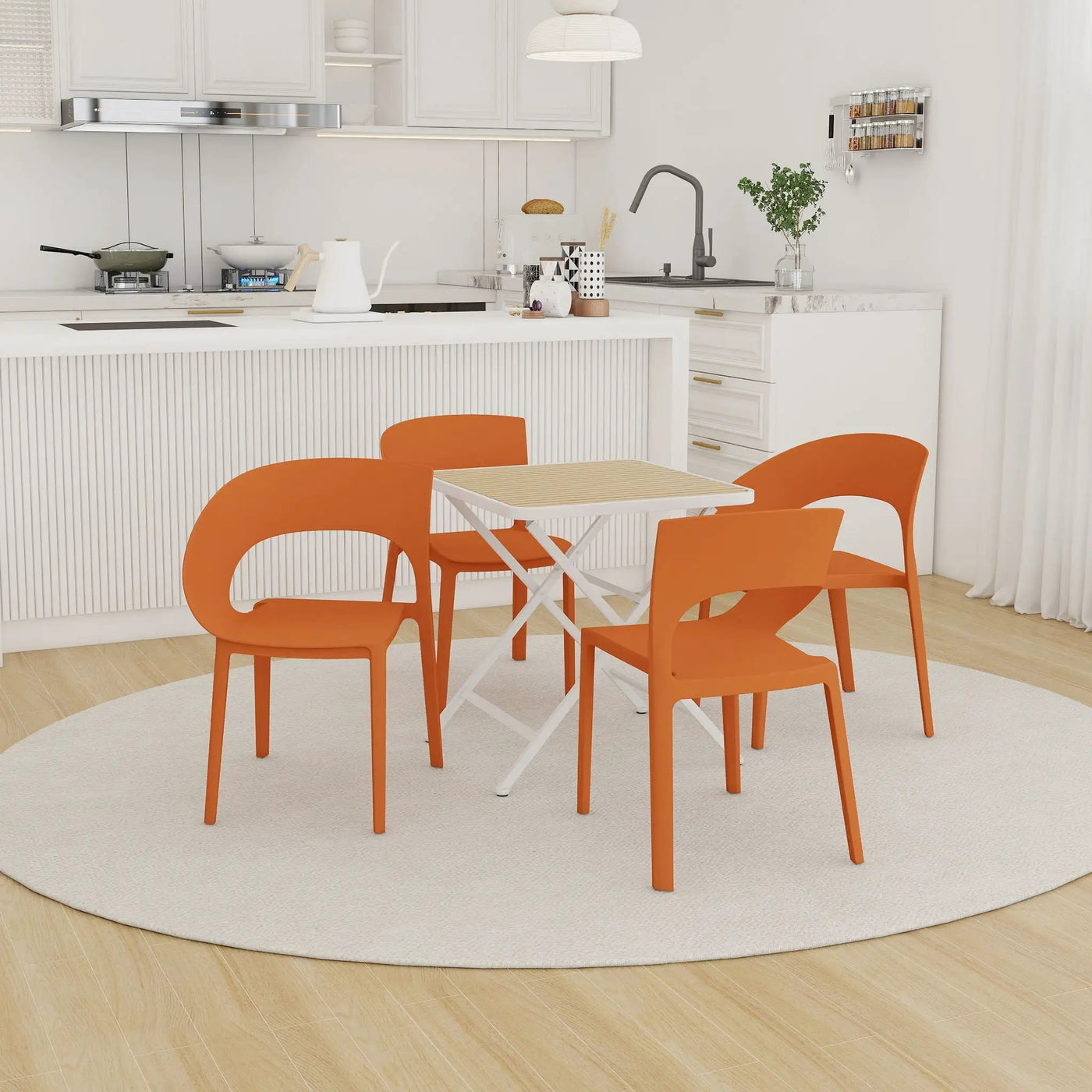 4 Piece Set Of Modern Designed Single Chairs With Folding Square Table by Unique Piece Furniture