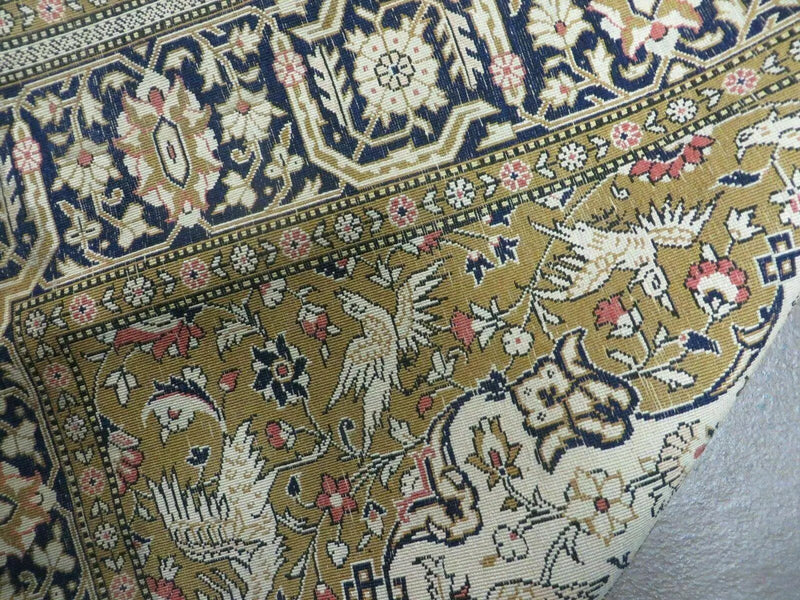 Handmade Silk Rug 3x5, Vintage Antique Silk Carpet, Hand-Knotted Oriental Rug 3 x 5, Animal Motifs, Deer Birds, One-Of-A-Kind by Jewel Rugs