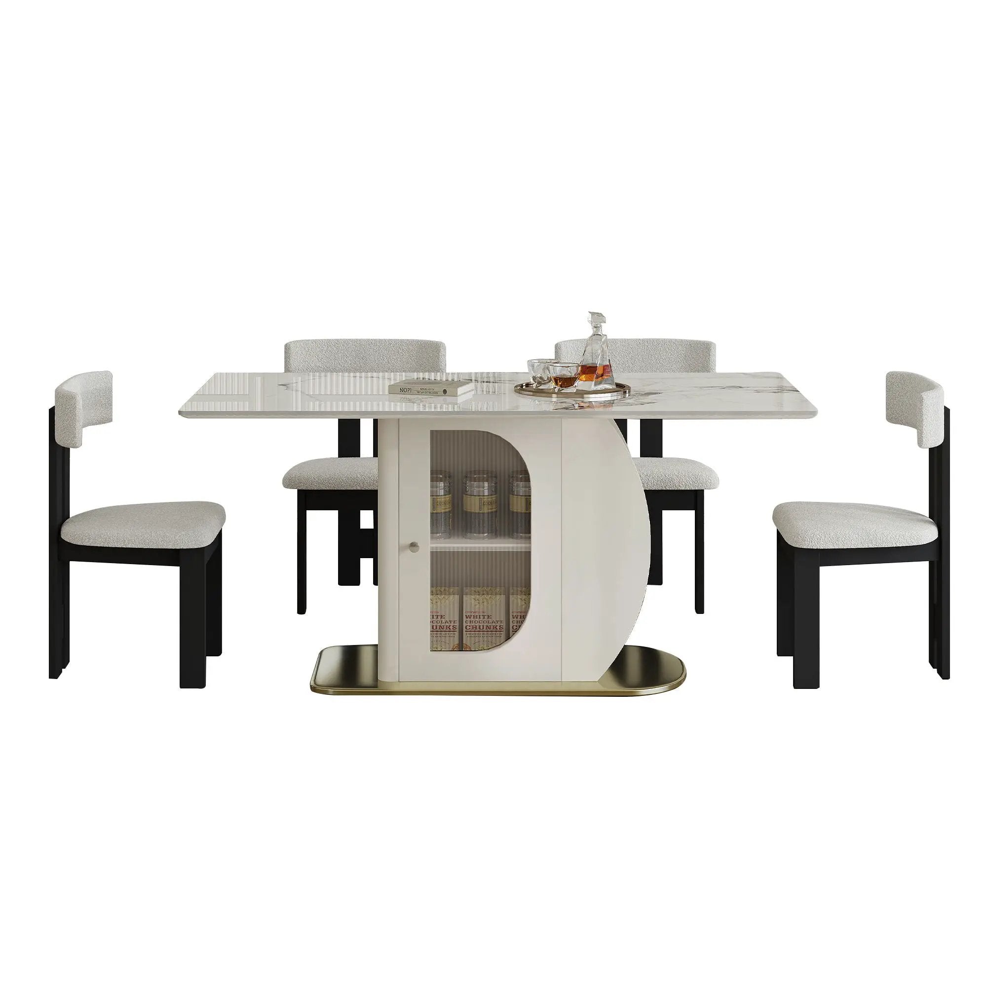 Modern Dining Table Set With Storage, Includes Chairs by HouseOfZazla