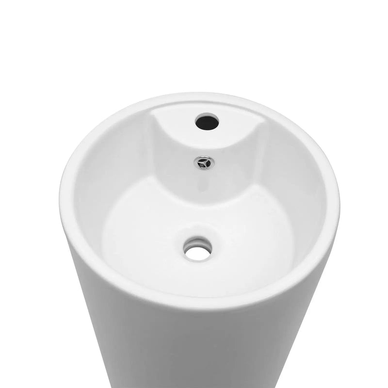 15" Pedestal Sink With Space Saving Design, Smooth Non Porous Surface For Powder Rooms - White by HouseOfZazla