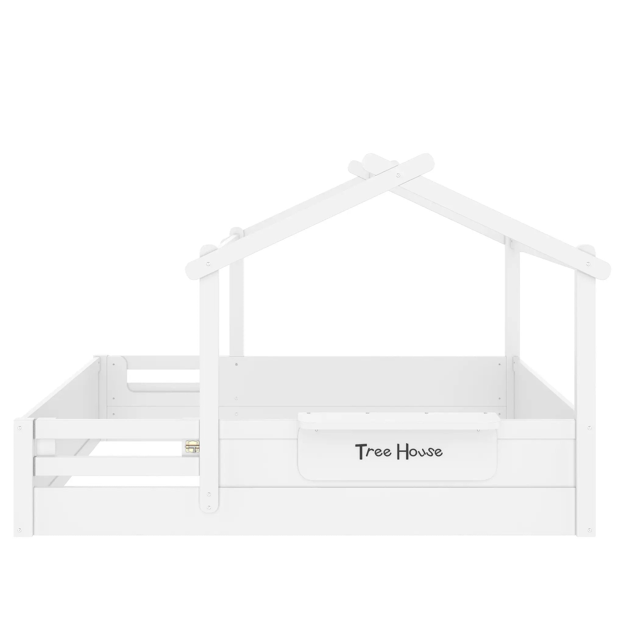 Full Size Floor Bed with Guardrails and Roof by HouseOfZazla