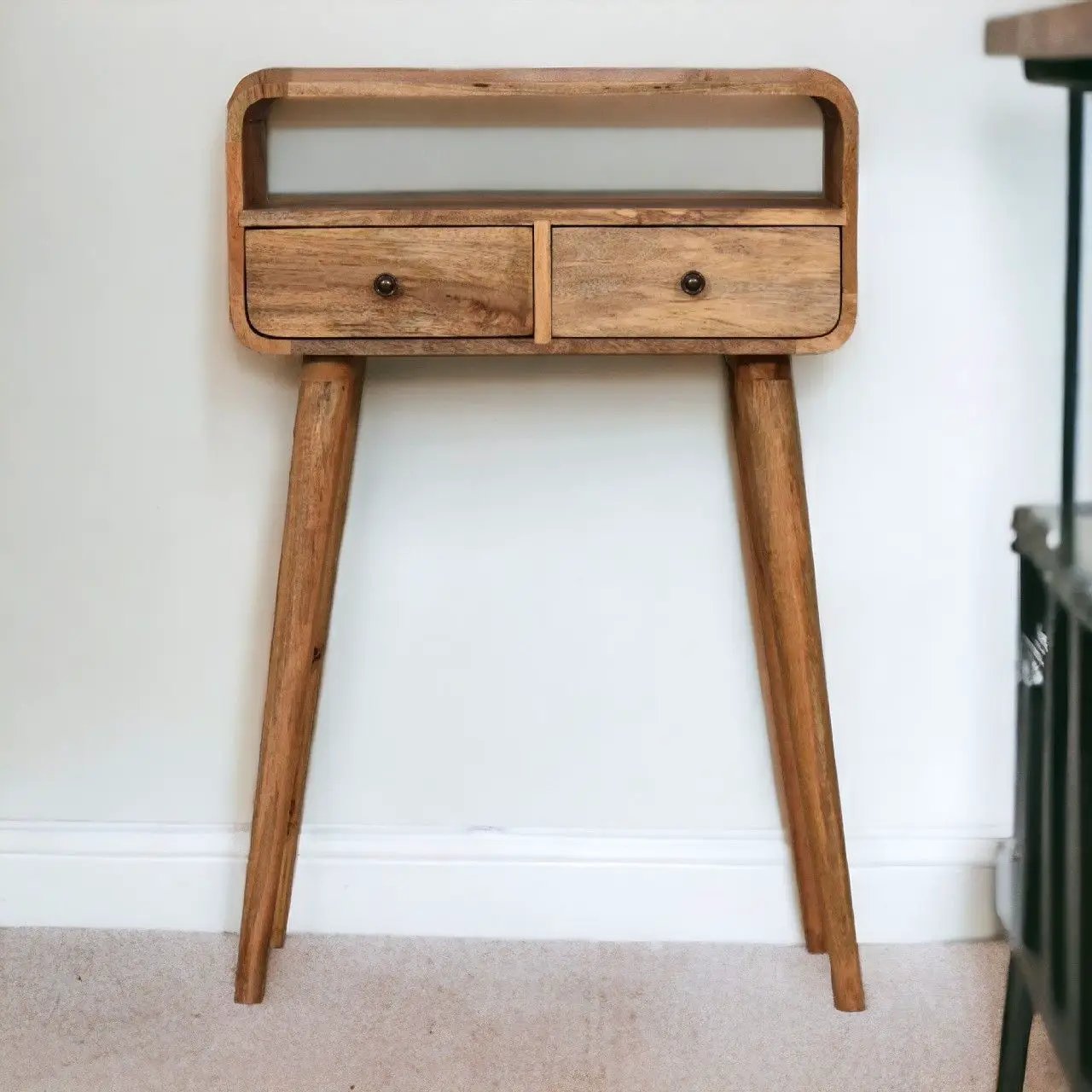Curved Chestnut Console Table by Unique Piece Furniture