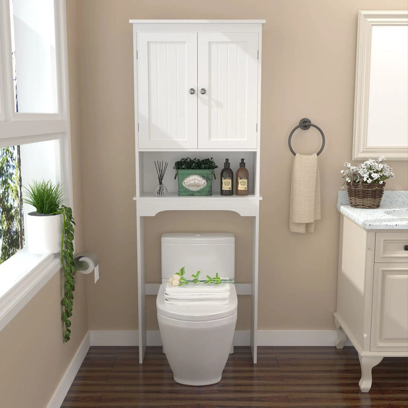 Over The Toilet Storage Cabinet, Bathroom Space Saver With Adjustable Shelf - White by Unique Piece Furniture