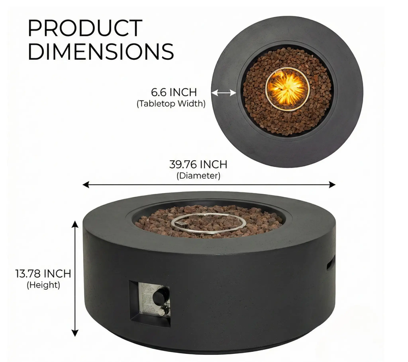40' Round Outdoor Propane Fire Pit Table by HouseOfZazla