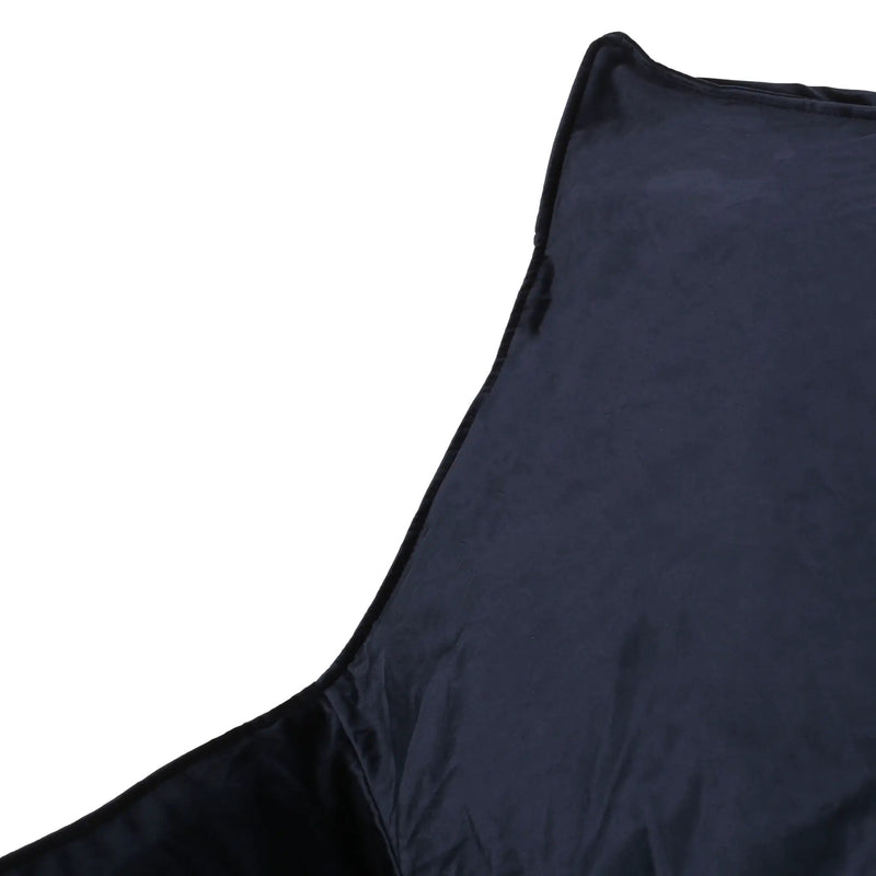 Allea - Velveteen Bean Bag Chair With Armrests - Midnight Blue by HouseOfZazla