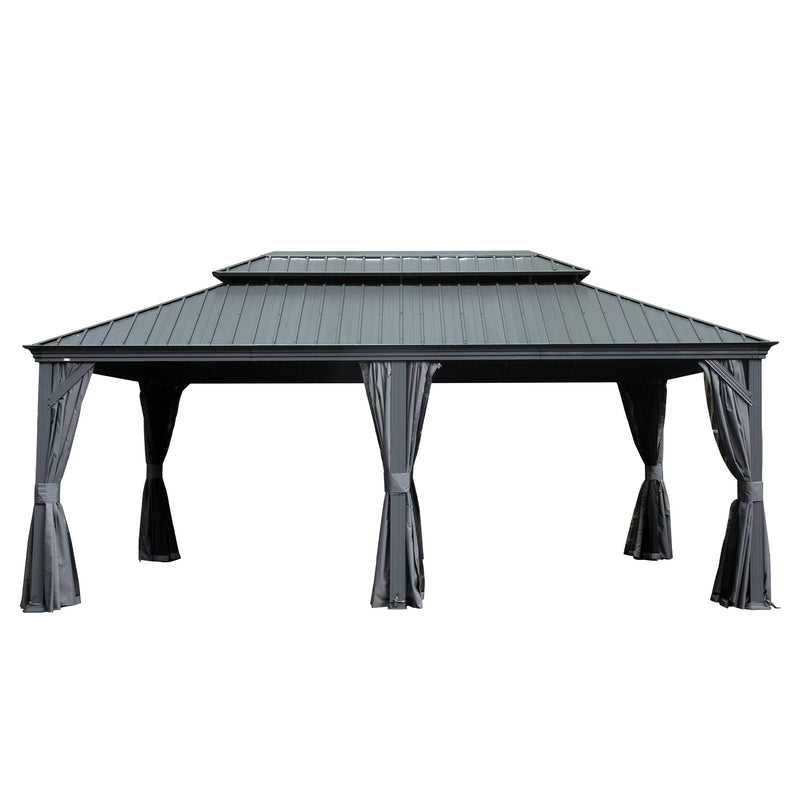 12' x 18' Hardtop Metal Gazebo with Double Roof Canopy by HouseOfZazla