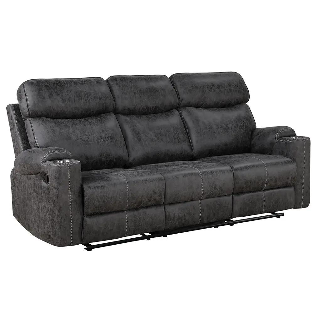 Hirah - Motion Sofa - Dark Gray Polish Microfiber by Unique Piece Furniture