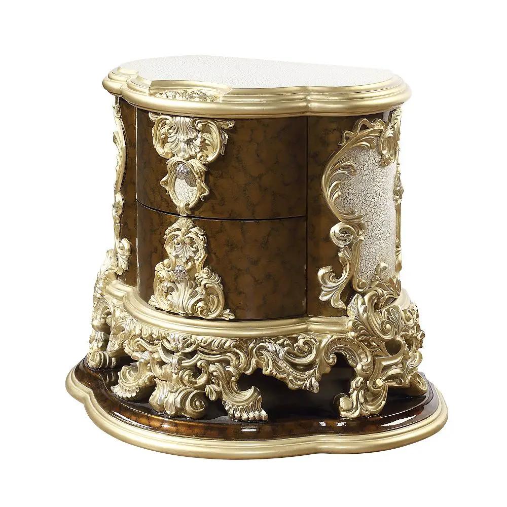 Desiderius - Nightstand - Antique Gold & Hand Painted Brown by Unique Piece Furniture