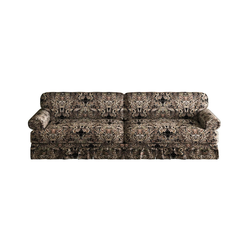Luxuriously Comfortable Cloud Couch With Elegant Rolled Arms & Pleated Skirt Design