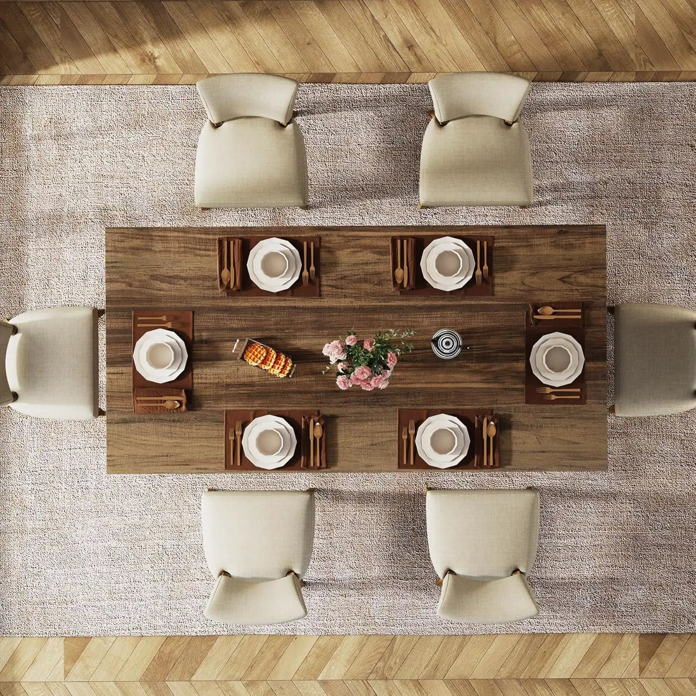 Dining Table For 4 - 6 People, Kitchen Table With Thick Top by HouseOfZazla
