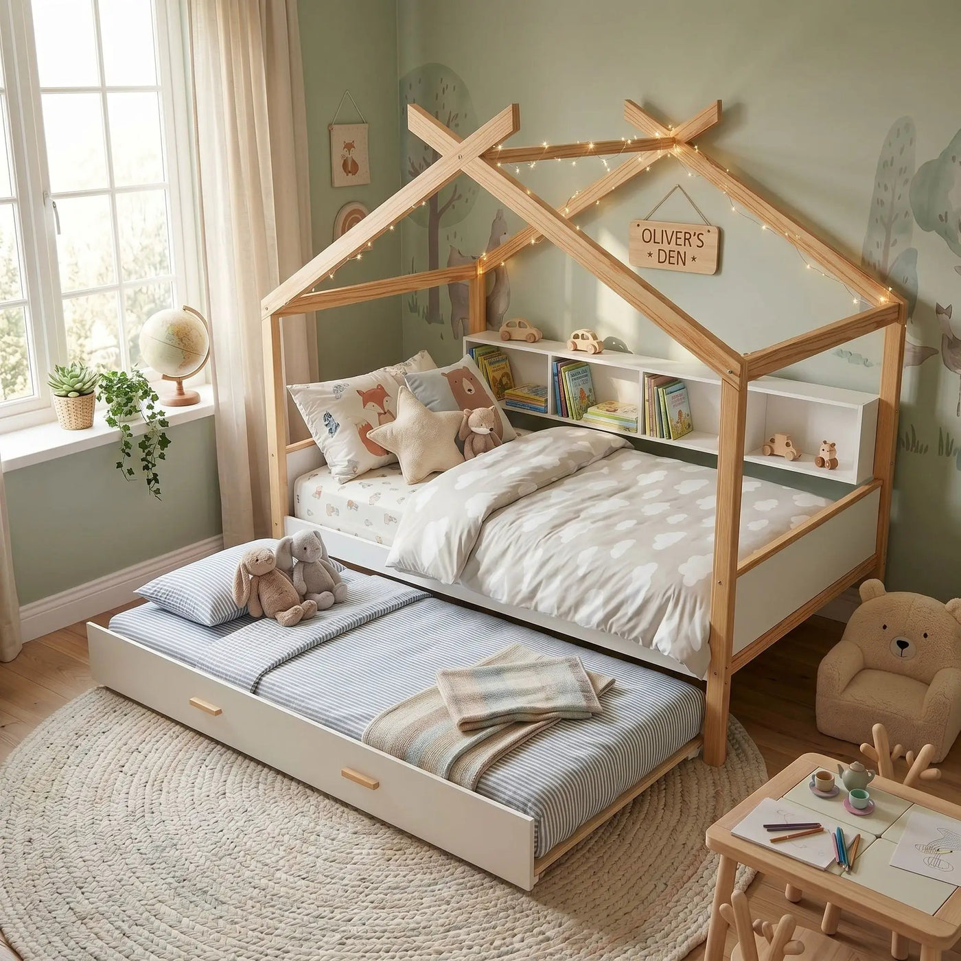House Bed With Bookshelf Storage by HouseOfZazla