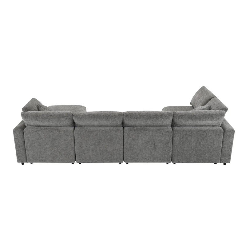 Modern Modular Cloud Sofa Bed, 6 Seat Sectional Couch Set With Ottoman, Free Combination, Convertible U Shaped Sleeper Sofa For Living Room by HouseOfZazla