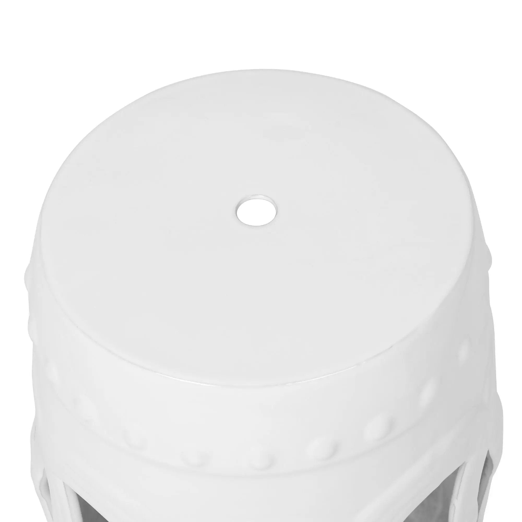 Elegant Glazed Ceramic Drum Stool Indoor / Outdoor Side Table Accent Garden Stool - White by HouseOfZazla