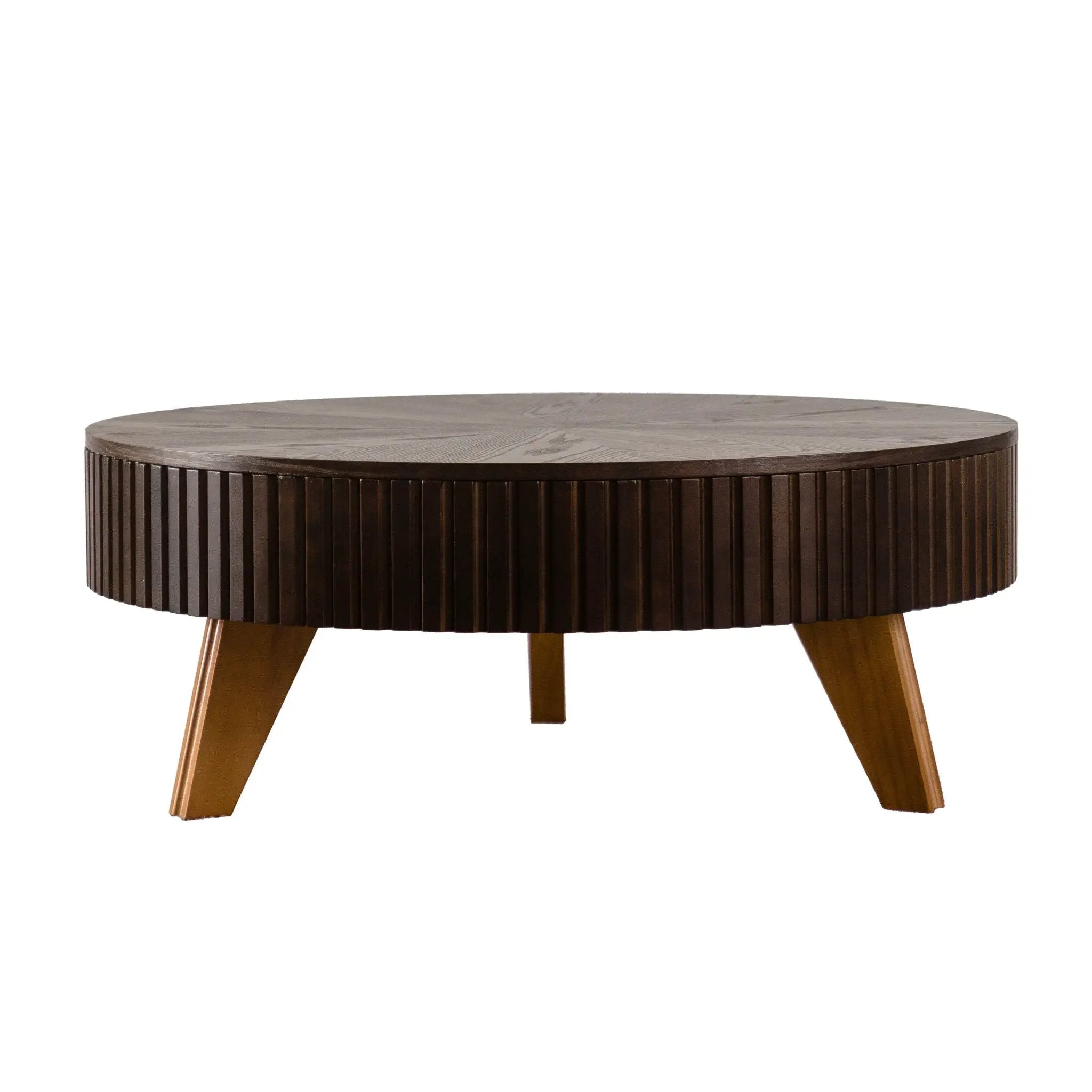 Round Retro Coffee With Solid Wood Legs by Unique Piece Furniture