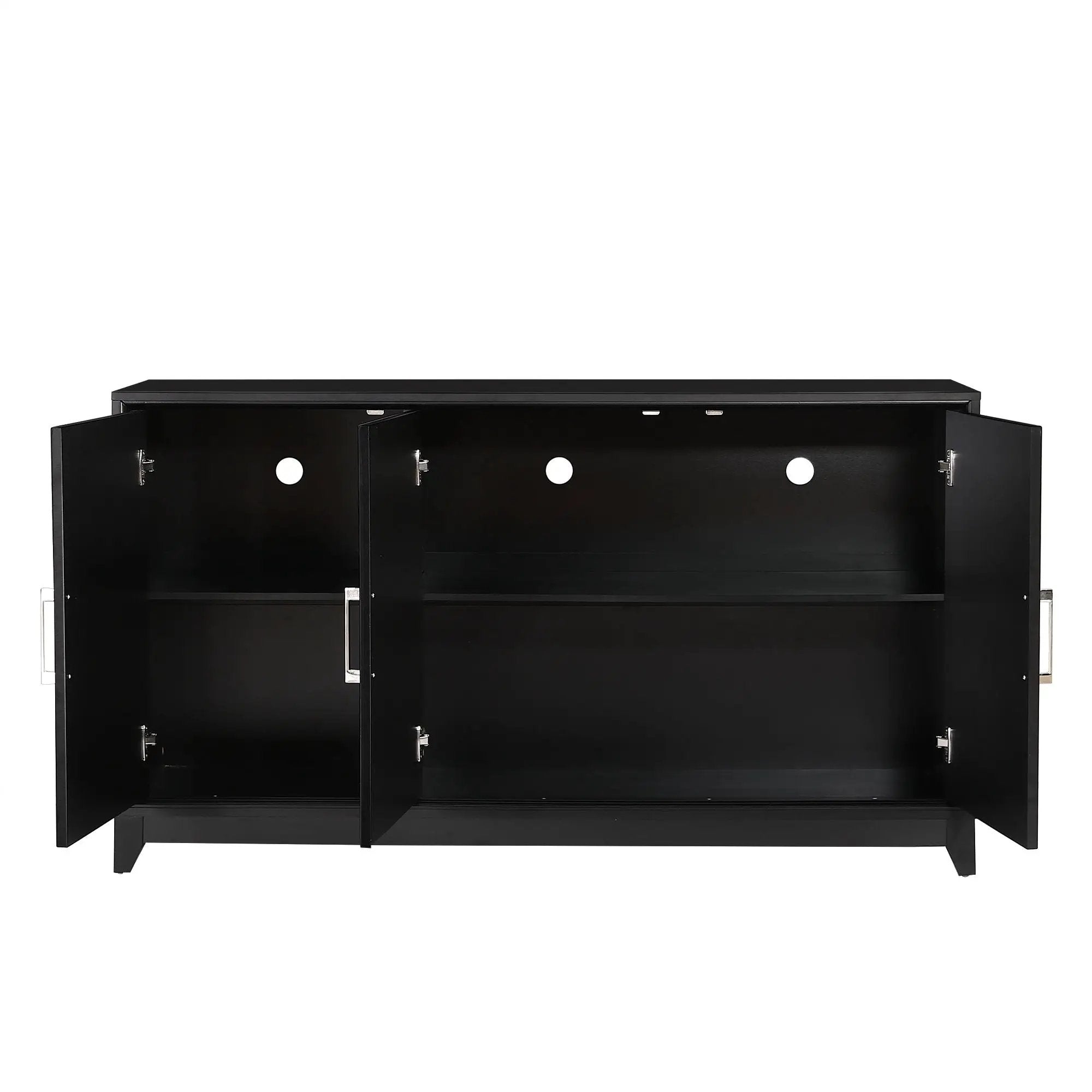 TV Stand For TVs Up To 65", Modern Entertainment Center Media Console Cabinet With 2 Spacious Storage Space, Solid Wood Legs For Living Room by HouseOfZazla