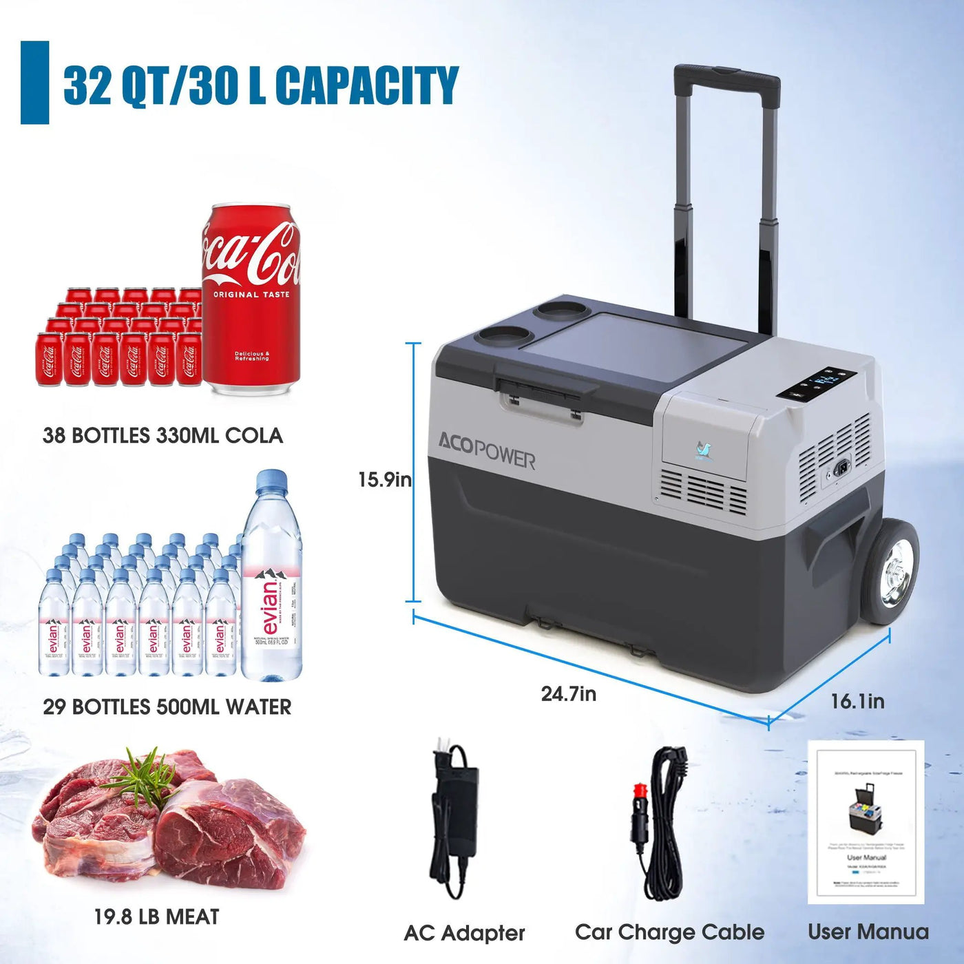 Car Freezer Portable Refrigerator Freezer With App Control And 6'' Off-Road Wheels, 12V, 45W Cooler Freezer, Low Noice by HouseOfZazla