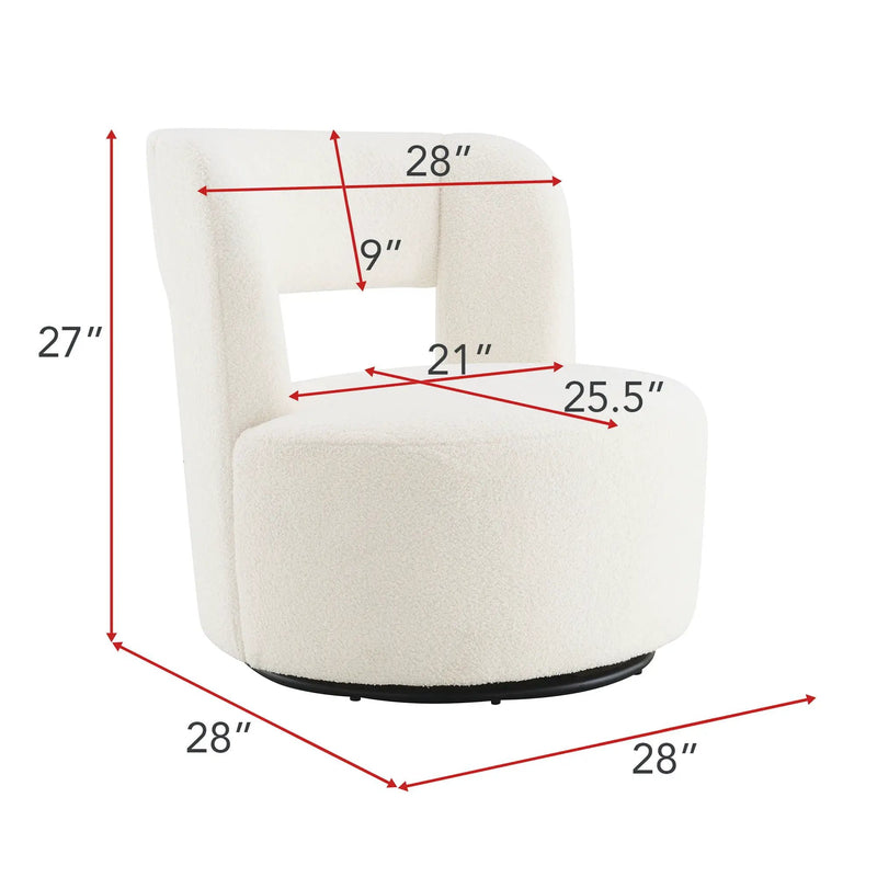 Swivel Comfy Round Barrel Chair With Soft Teddy Fabric For Living Room by HouseOfZazla