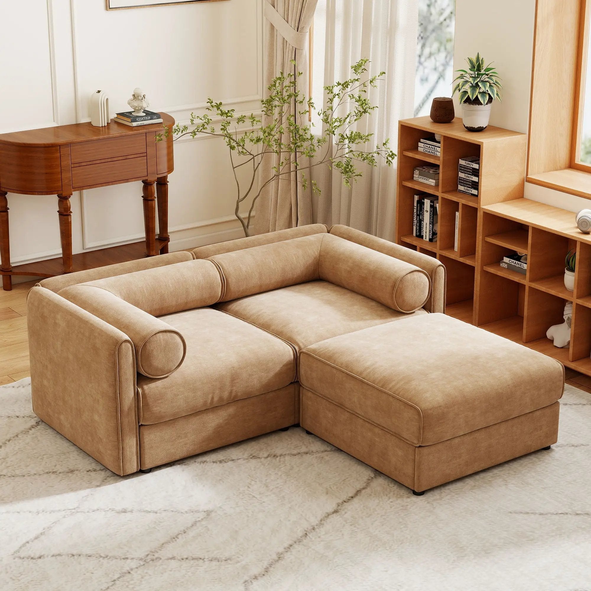 Contemporary Elegant Sofa With Storage And Ottoman by Unique Piece Furniture