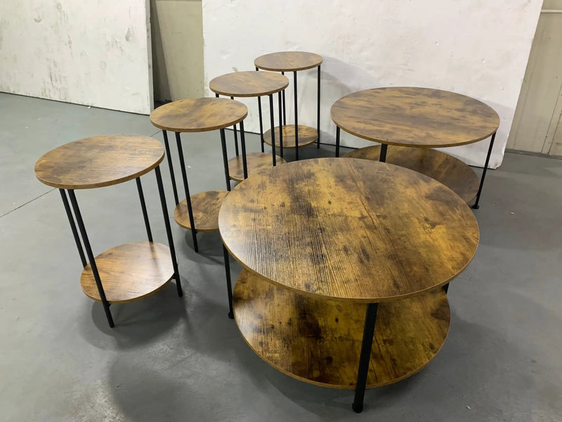 3-Piece Coffee Table and End Table Set (Rustic Brown) by HouseOfZazla