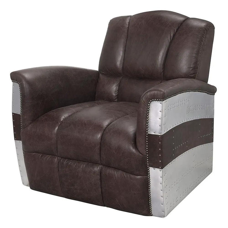 Brancaster - Accent Chair - Retro Brown Top Grain Leather & Aluminum by Unique Piece Furniture