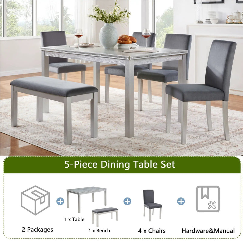 Dining Table Set, Table With A Rectangular Table And Upholstered Chairs by Unique Piece Furniture