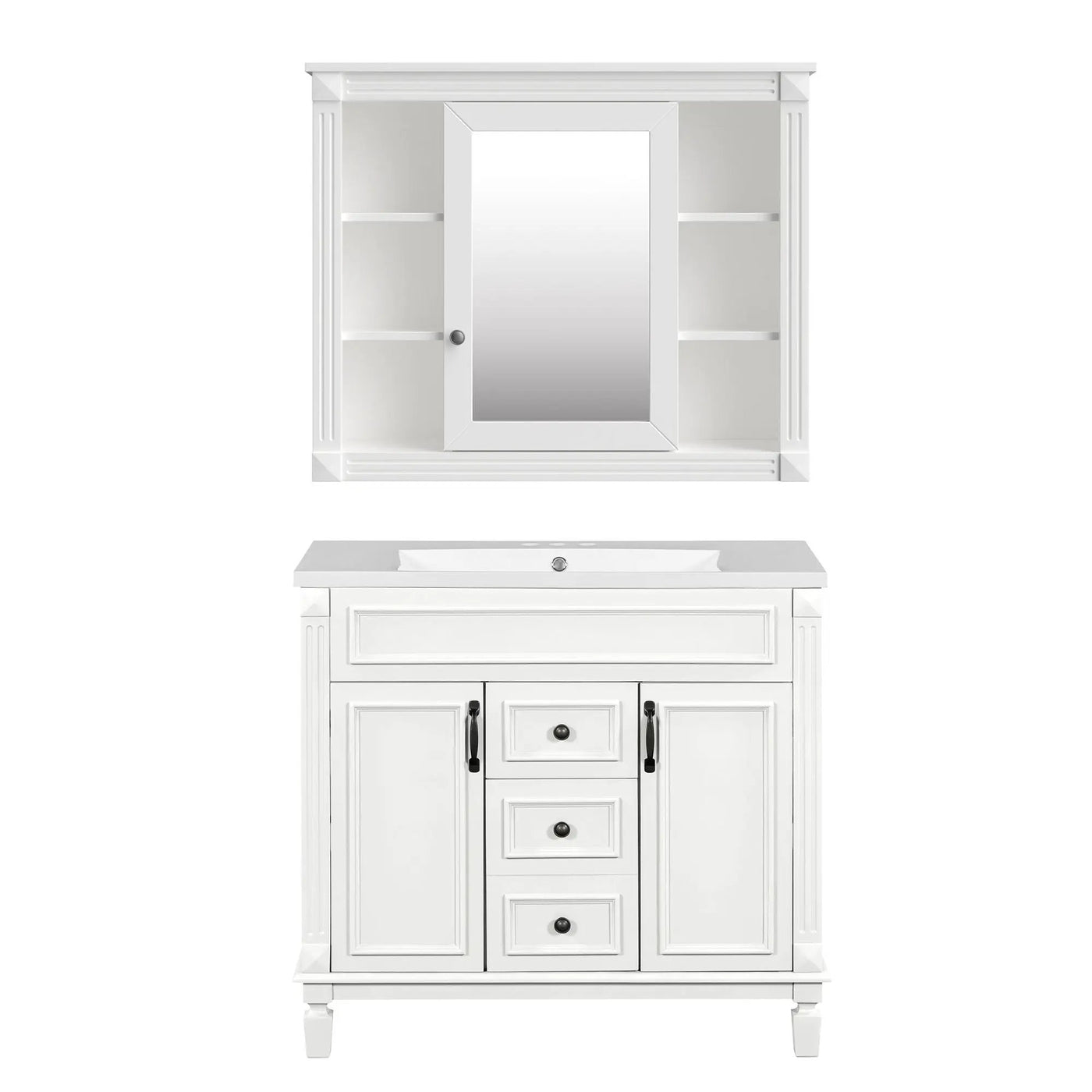 Bathroom Vanity With Top Sink, Mirror Cabinet, 2 Soft Closing Doors & 2 Drawers by Unique Piece Furniture