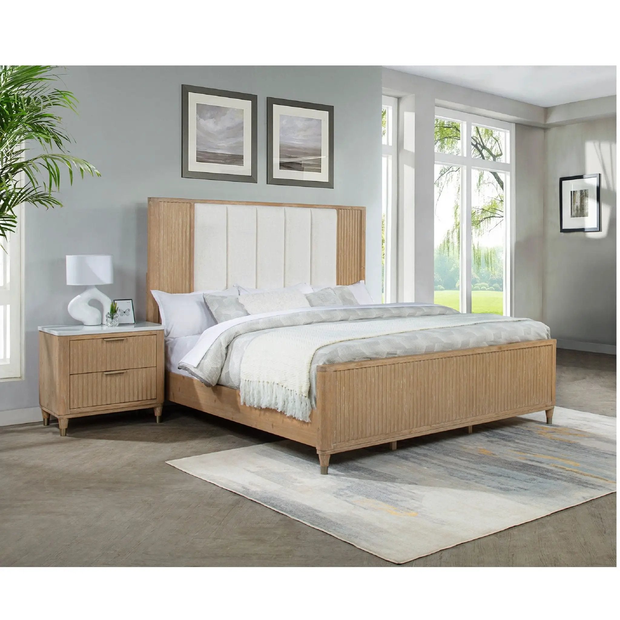 Nightstand With Accented Hardware - Natural Wood by Unique Piece Furniture