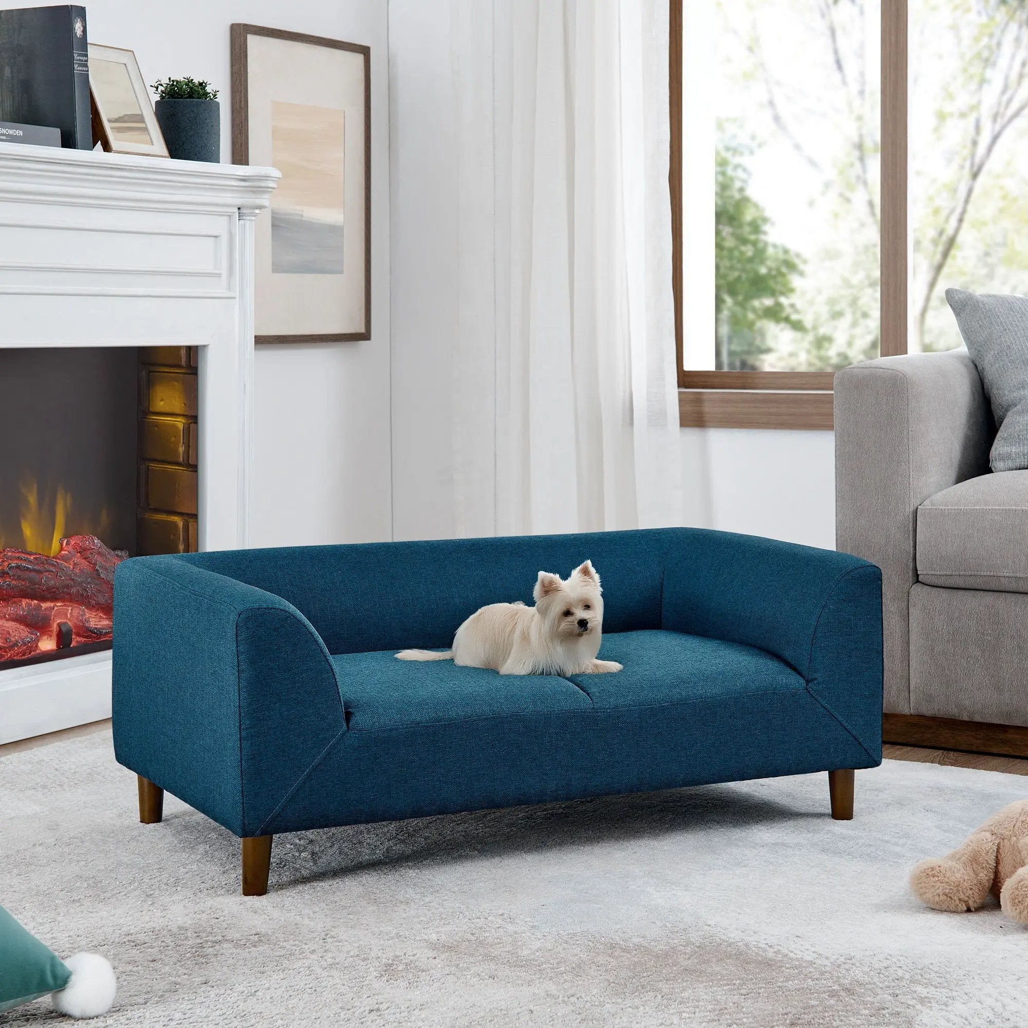 Modern Rectangular Pet Sofa With Backrest And Armrests For Small And Medium Dogs, Soft Cushion by HouseOfZazla