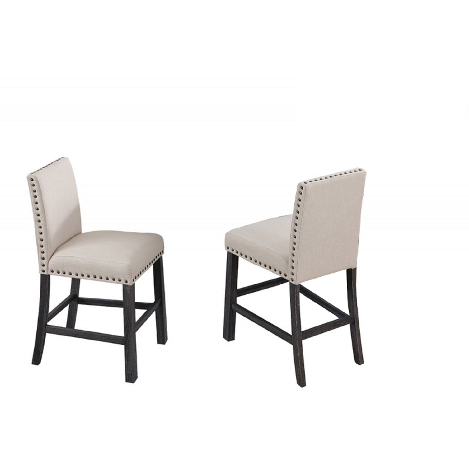 Upholstered Counter Dining Chair, Nailhead Trim (Set of 2) - Natural by Unique Piece Furniture