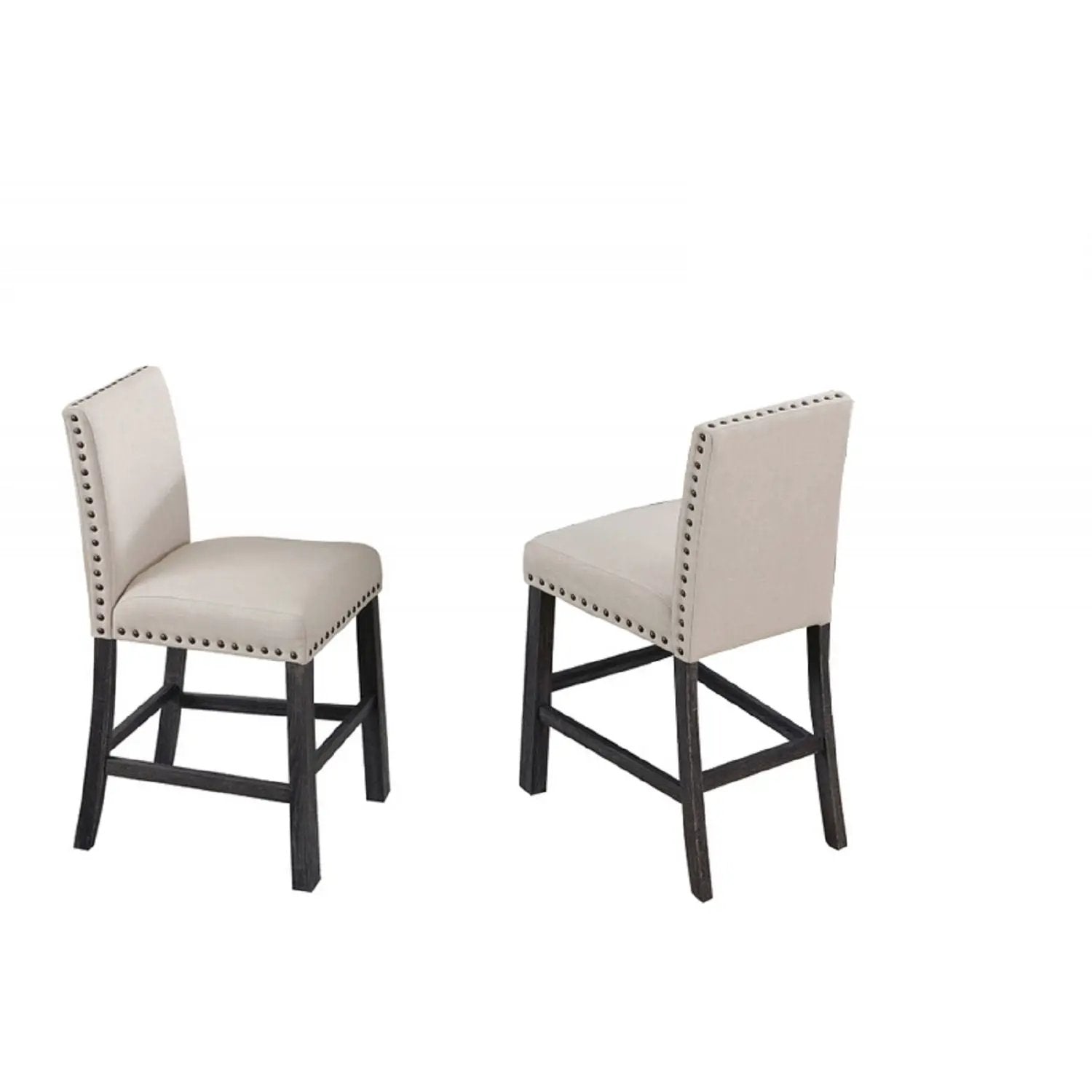 Upholstered Counter Dining Chair, Nailhead Trim (Set of 2) - Natural by Unique Piece Furniture