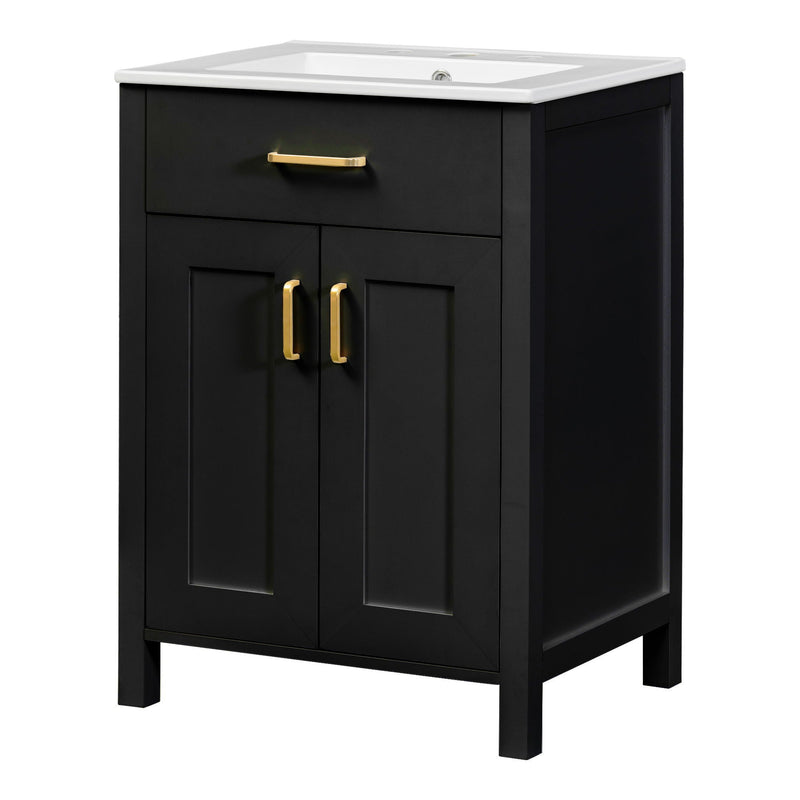 Bathroom Vanity Combo With Ceramic Sink, Luxurious Space-Saving Vanity, 2 Soft Close Doors by HouseOfZazla