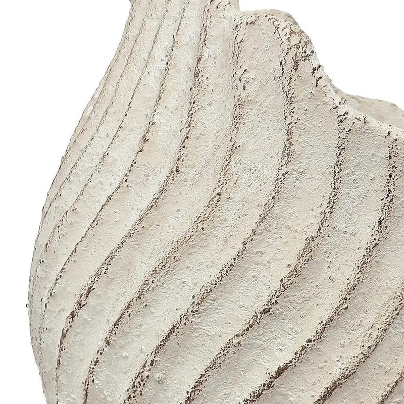 11.5x7x7' Sand and Cement Nautilus Shell Planter with Textured Beige Finish by HouseOfZazla