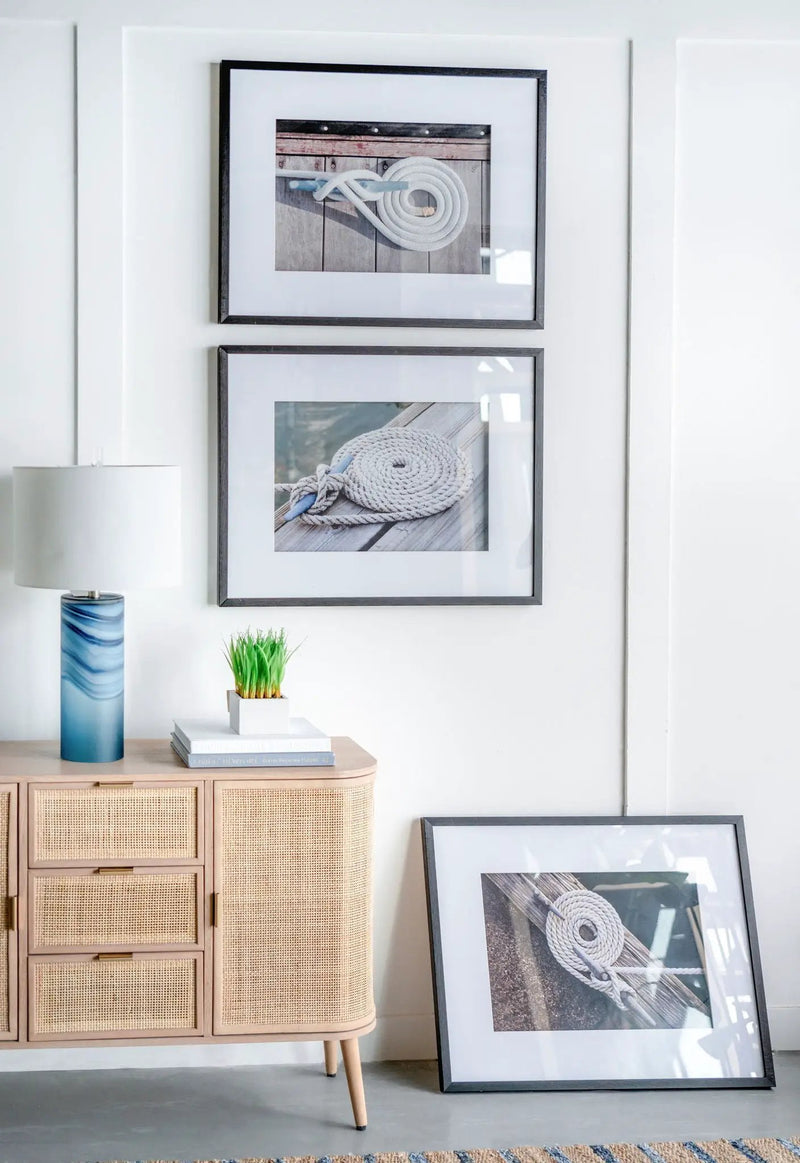 Rope Wall Art With Frame, Wall Decor For Living Room (Set of 3) - White / Black by Unique Piece Furniture