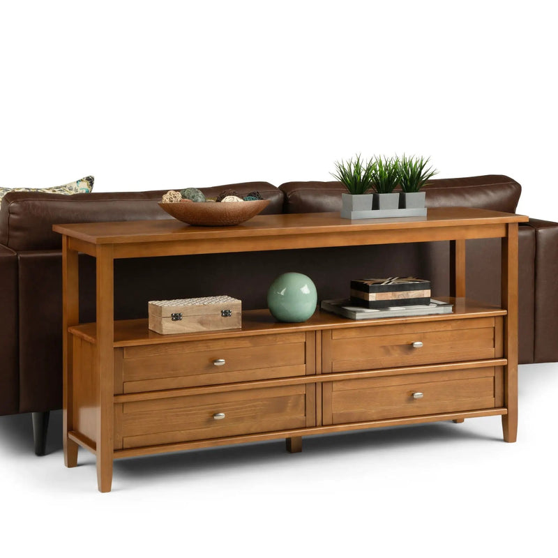 Warm Shaker - Wide Console Sofa Table - Light Golden Brown by HouseOfZazla