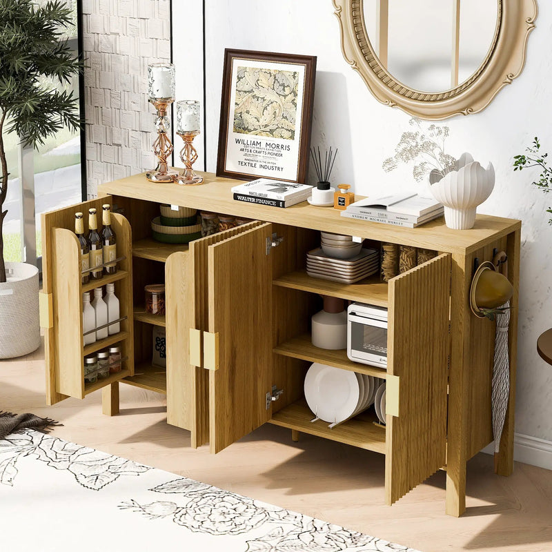 U_STYLE Modern 57.5" Stripe Door Storage Cabinet by HouseOfZazla