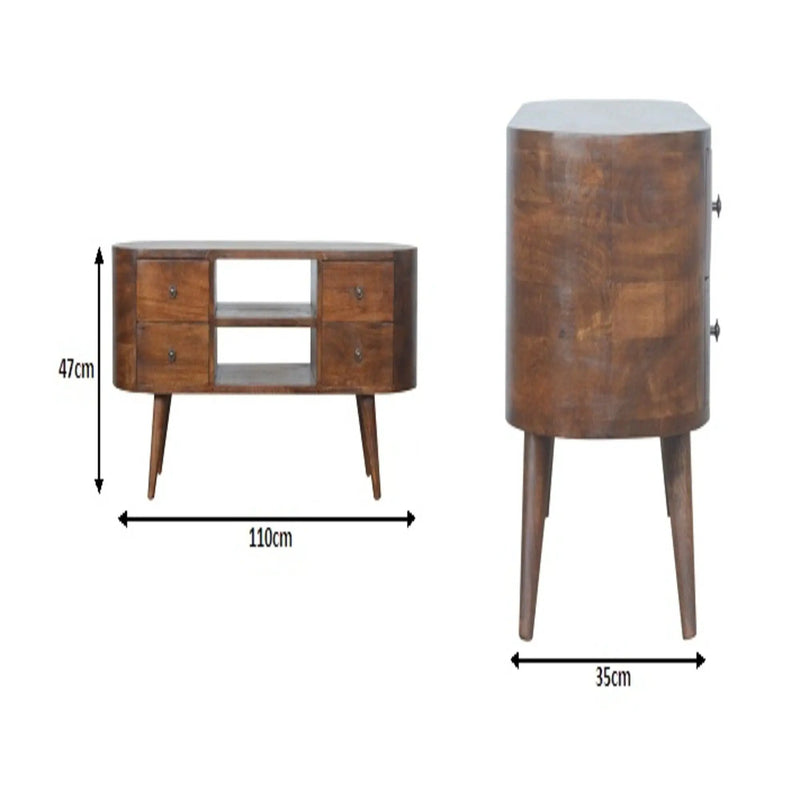 Solid Wood Rounded Entertainment Unit by HouseOfZazla