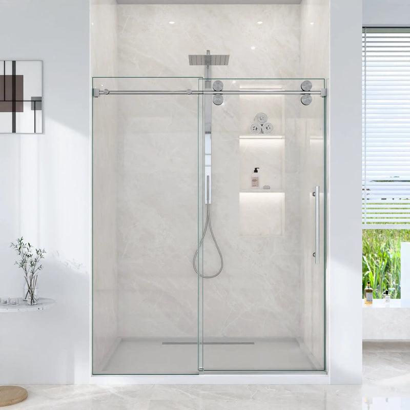 56-60"W x 72"H Frameless Sliding Shower Door – Clear Tempered Glass by HouseOfZazla