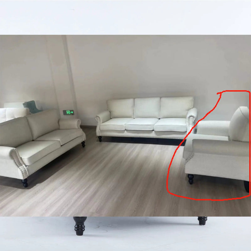 Rolled Arm Sofa With Nailhead Trim, 1 Seater Upholstered Couch With Wooden Legs by Unique Piece Furniture