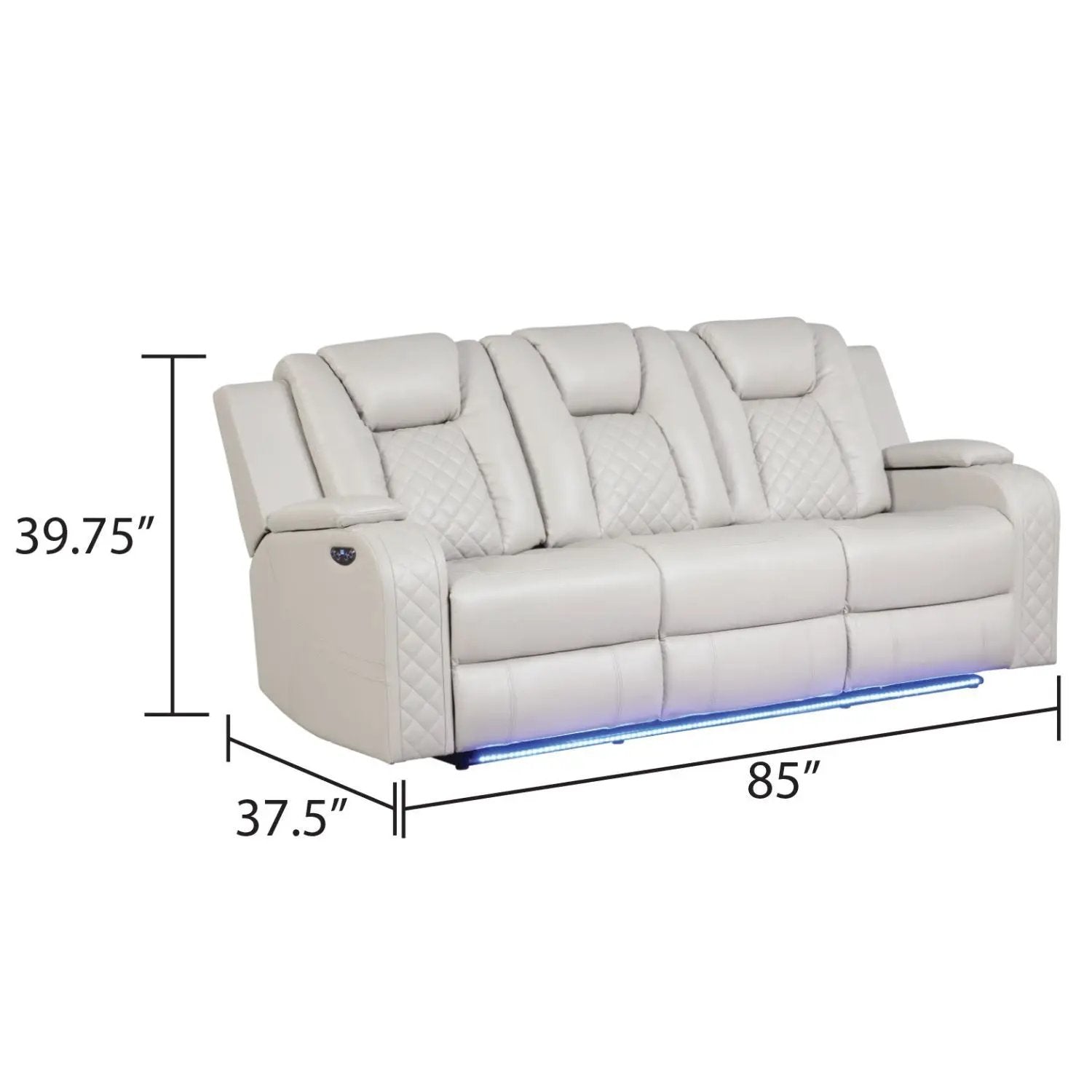Benz - Power Recliner Set With LED Lighting And USB Charging by HouseOfZazla