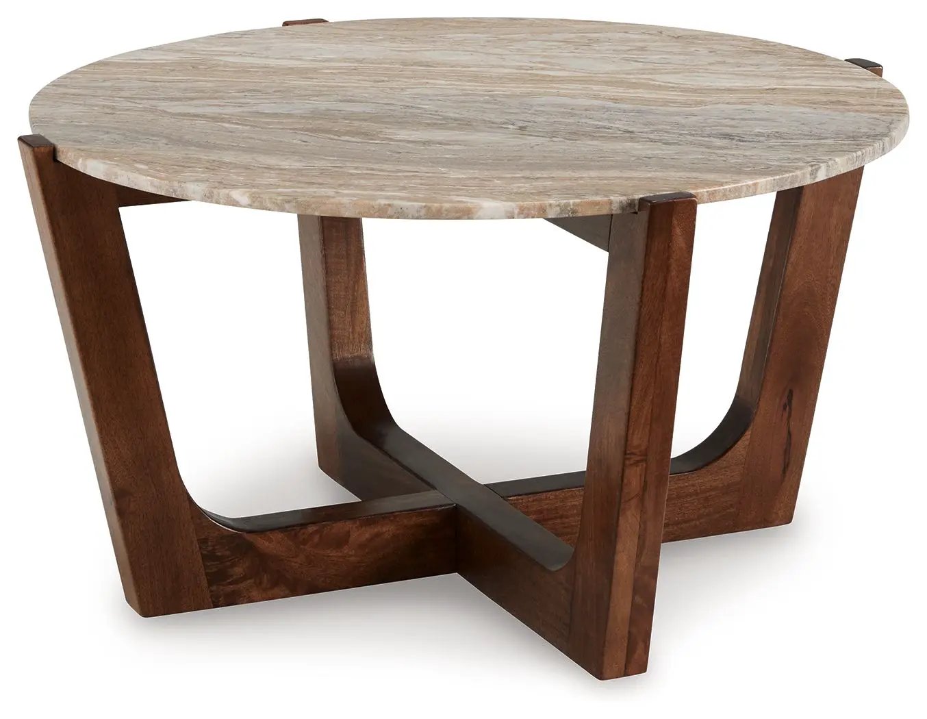 Tanidore - Round Cocktail Table - Warm Brown by Unique Piece Furniture