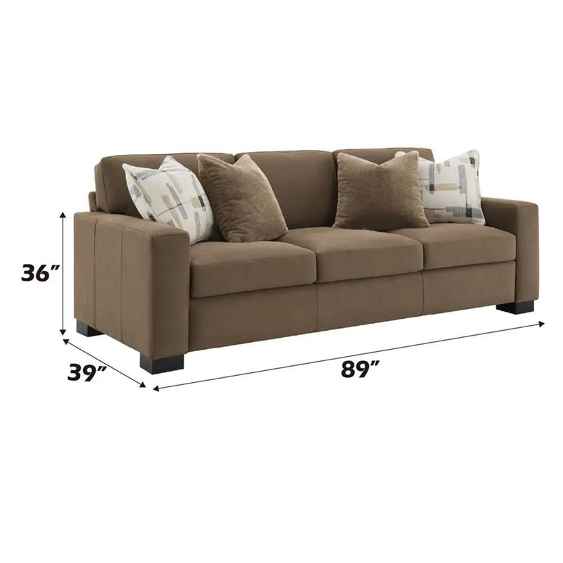 Darya - Sofa With 4 Pillows - Brown Suede Fabric by Unique Piece Furniture