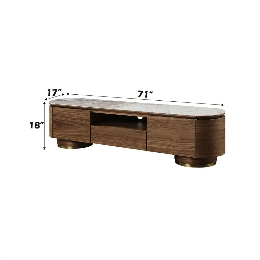 Willene - TV Stand With Ceramic Top - Ceramic Top & Walnut by Unique Piece Furniture