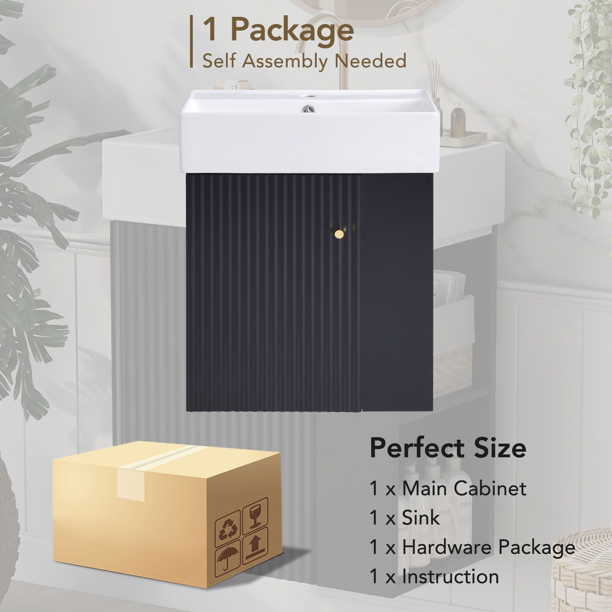 Modern Floating Bathroom Vanity With Ceramic Basin Perfect For Small Bathrooms by HouseOfZazla