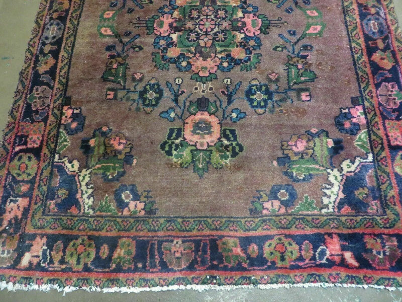 3 x 7 Antique Persian Hamadan Nahavand Rug, Tribal Runner Rug , Handmade Oriental Wool Rug, Vegetable Dyed, Purple-Red & Dark Blue, 3x7 Rug by Jewel Rugs