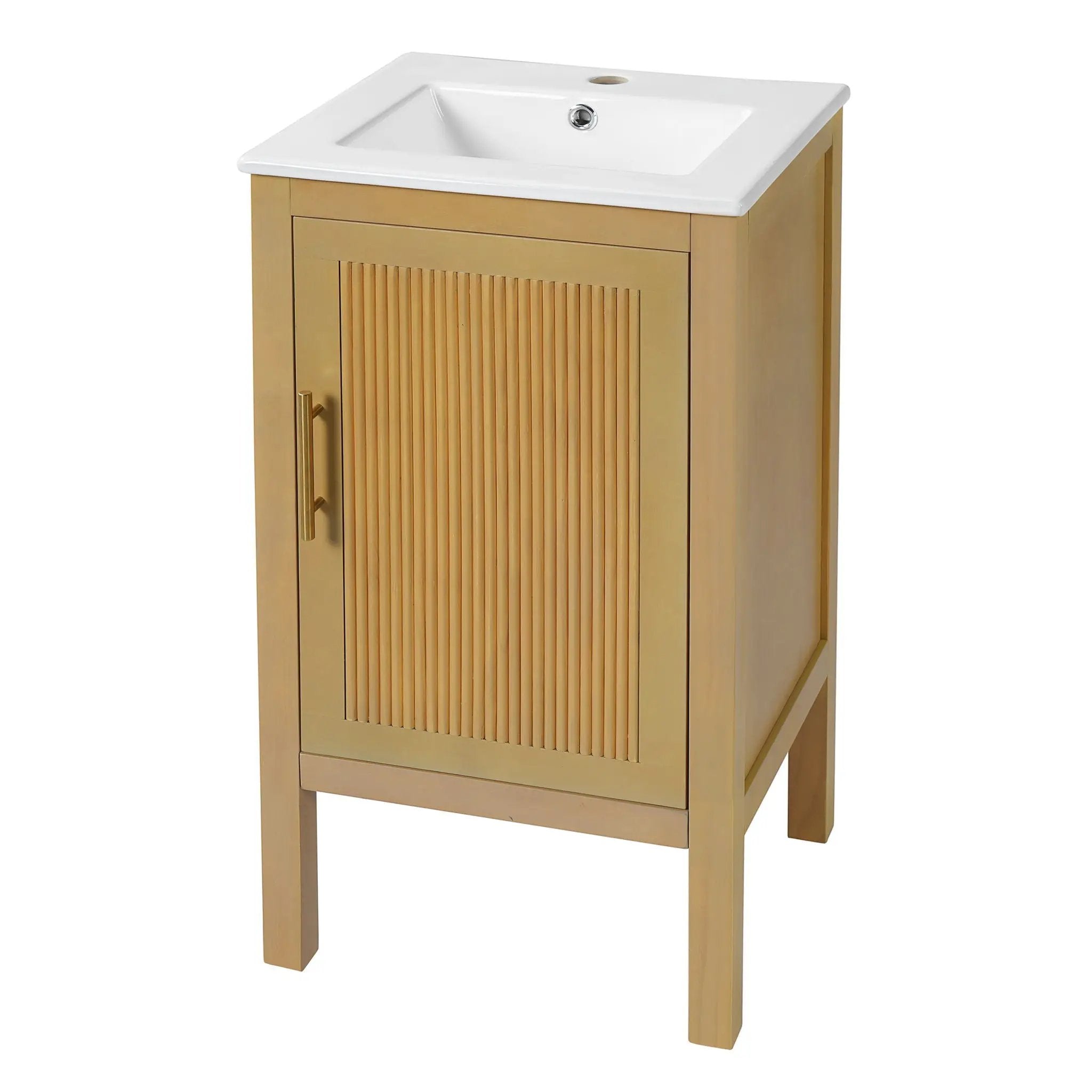 Bathroom Cabinet With Sink, Adjustable Shelf, Soft Closing Hinges - Natural Wood by Unique Piece Furniture