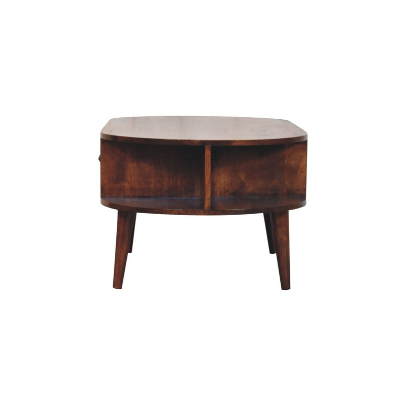 Oval Coffee Table With 1 Drawer - Chestnut by HouseOfZazla