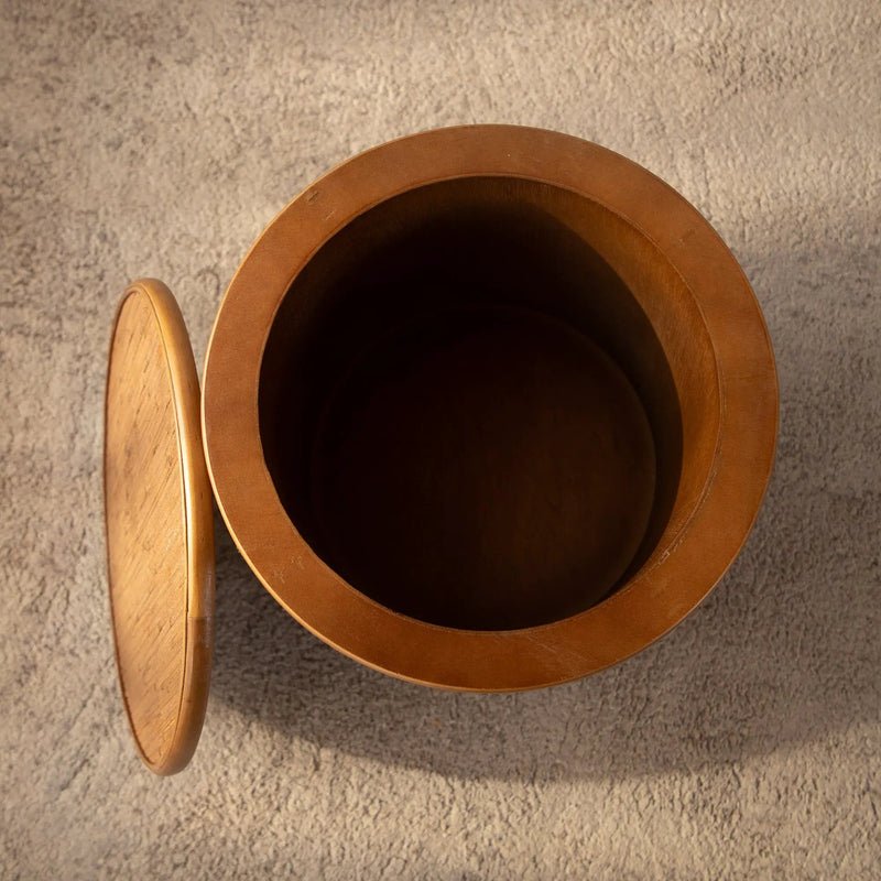 Round Rattan Coffee Table with Lift-Off Lid Storage by HouseOfZazla