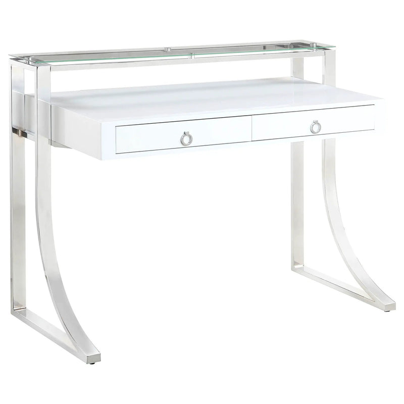 Gemma 48-inch 2-drawer Writing Desk White High Gloss by Unique Piece Furniture