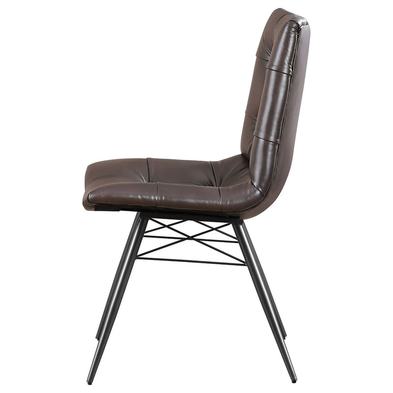 Aiken Faux Leather Upholstered Dining Side Chair Dark Brown (Set of 4) by Unique Piece Furniture
