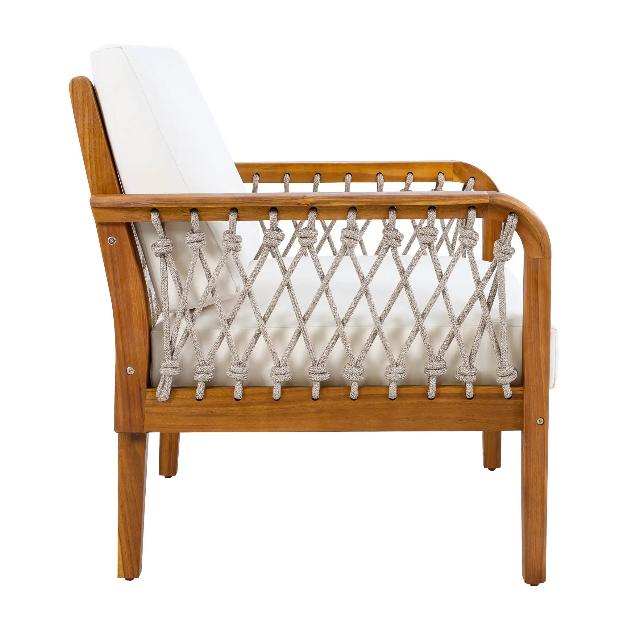 Outdoor Acacia Wood Club Chair with Handwoven Rope (Set of 2) by HouseOfZazla